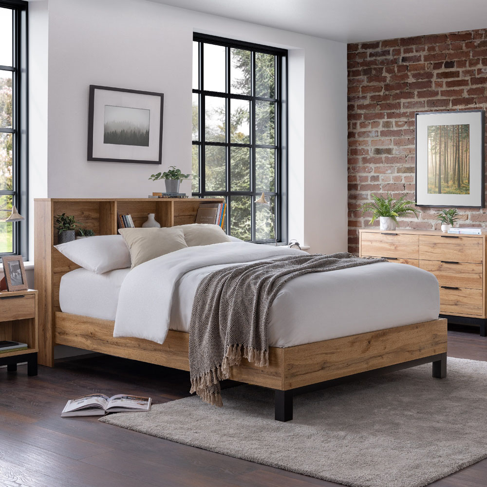 Julian Bowen Bali Single Modern Oak Effect Bed with Bookcase Headboard Image 4