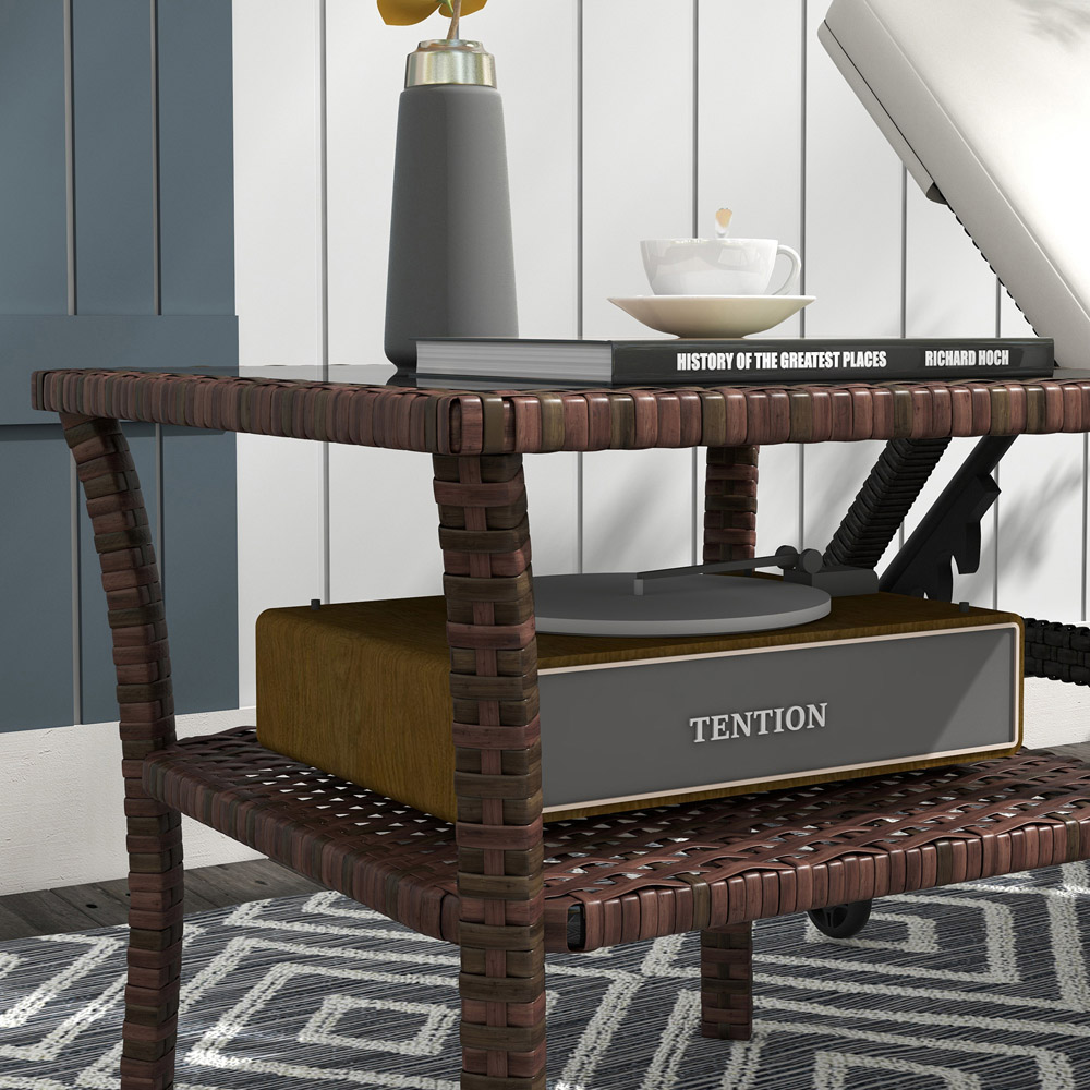 Outsunny Brown PE Rattan Coffee Table Image 3