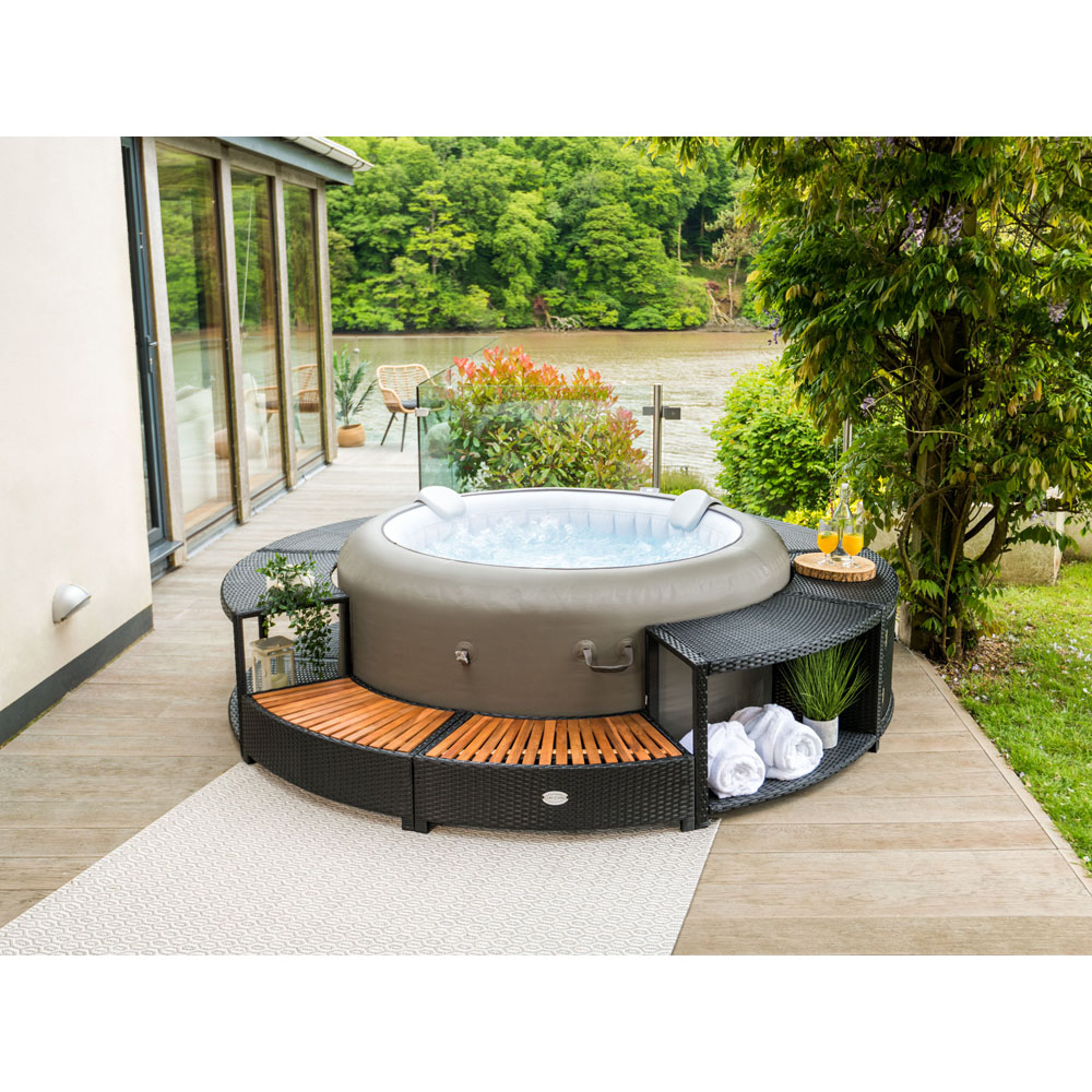 Lay-Z-Spa 2 Door 2 Shelf Black Round Rattan Spa Surround 180cm Image 4