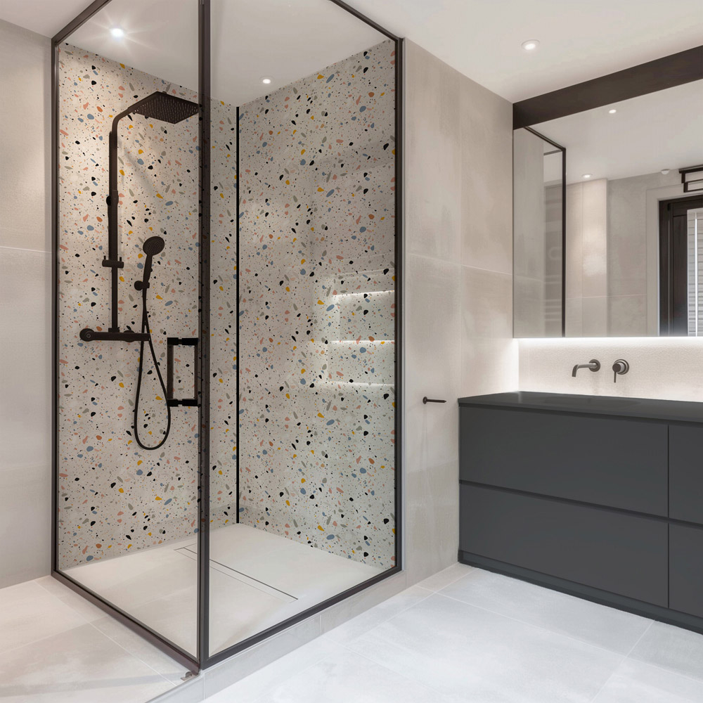 Splashbax Premium Artisan Terrazzo Pastel Di Bond Shower Panel 2400 x 1220mm Image 3