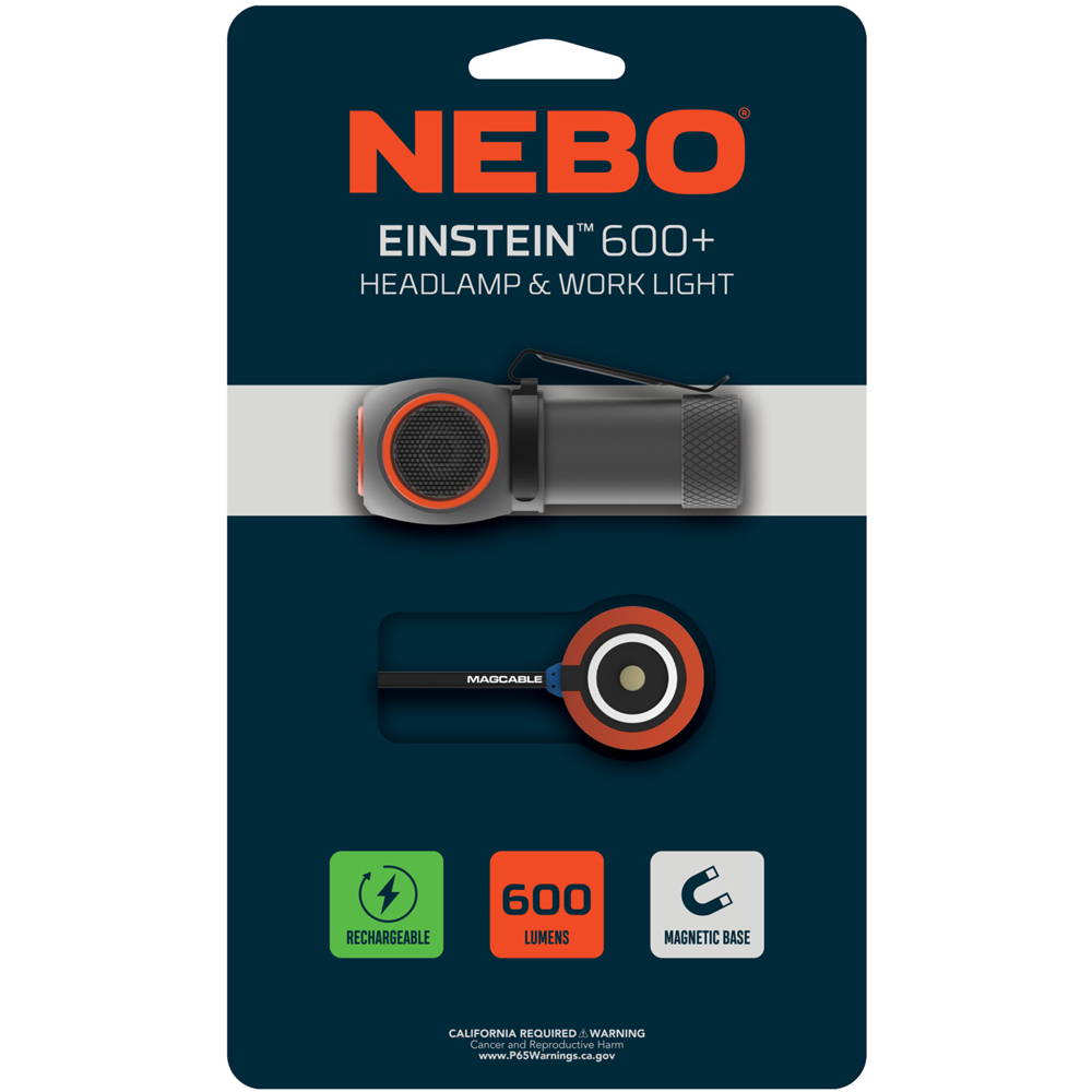 Nebo Einstein 600+ 2-in-1 600 Lumens Rechargeable Headlamp and Work Light with Magnetic Base Image 2
