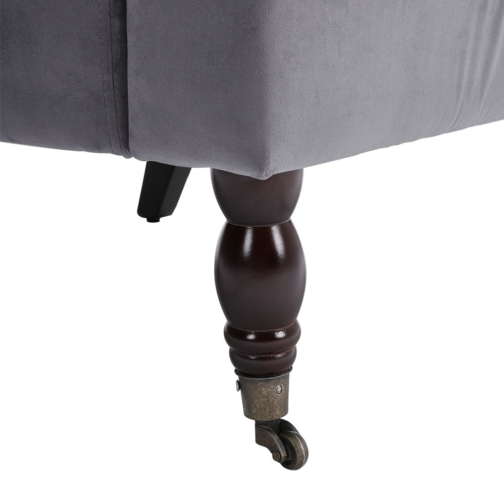 Living and Home Grey Contemporary Velvet Armchair Image 6