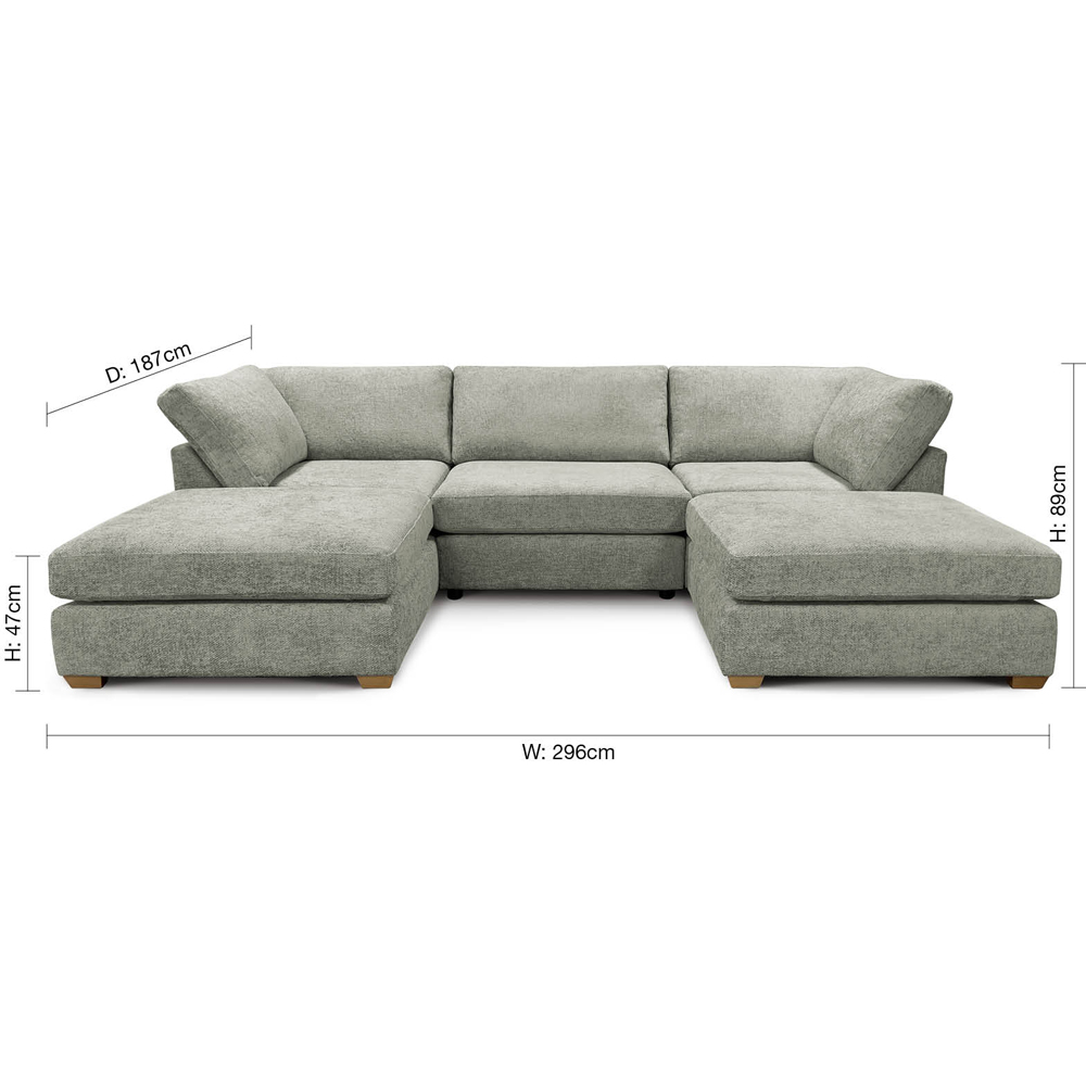 Carina Enzo 5 Seater Pewter U-Shape Sofa Image 9