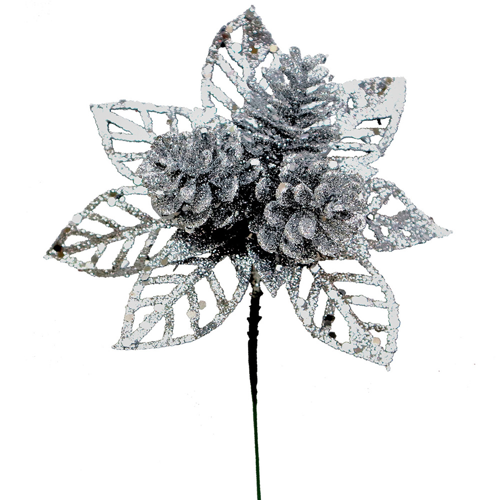 Single Glitter Pinecone and Leaf Pick in Assorted styles Image 3