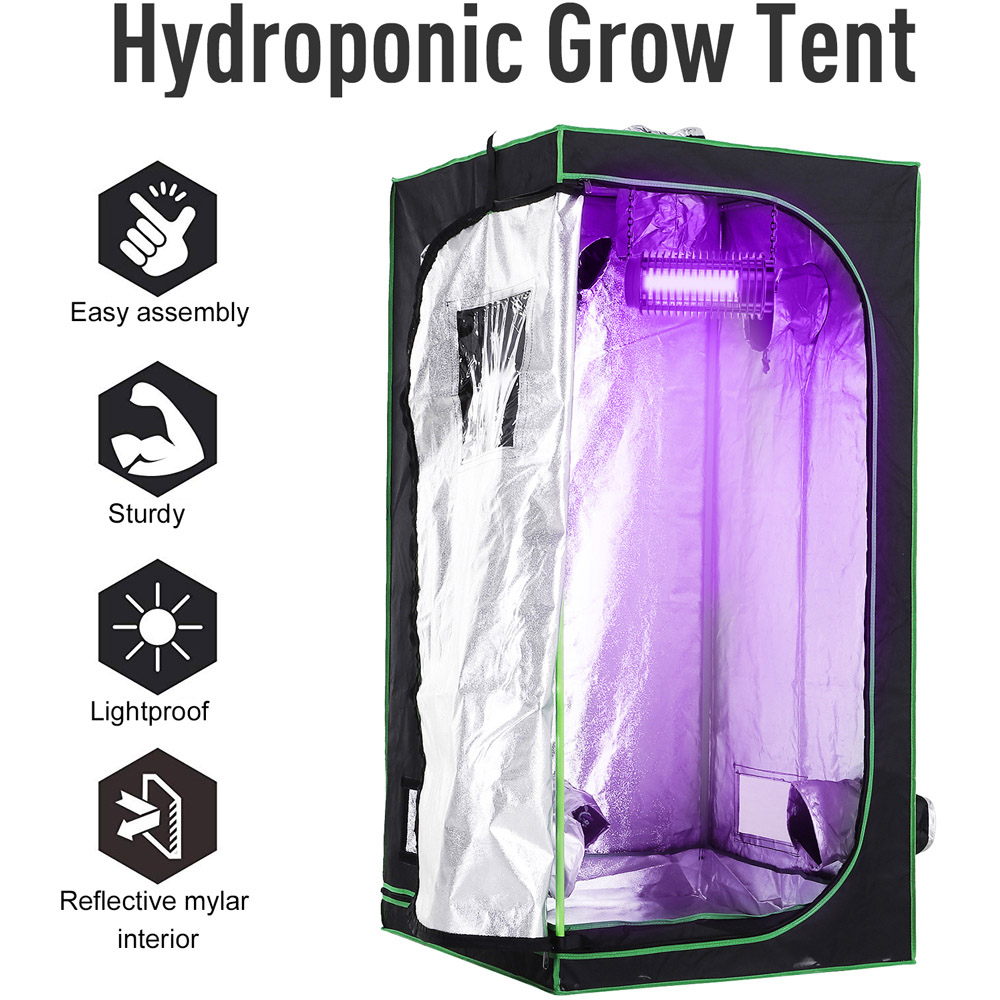 Outsunny Black and Green Hydroponic 2.6 x 5.2ft Plant Grow Tent Image 5