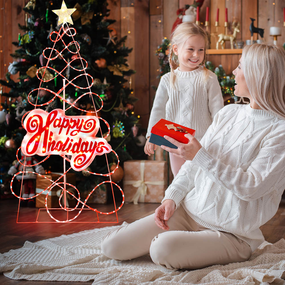 Costway 216 Warm LED Colour Changing Pre-Lit Artificial Christmas Tree 5ft Image 4