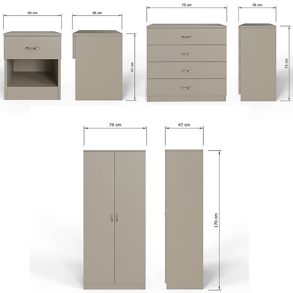 FWStyle Promo Putty 3 Piece Modern Bedroom Furniture Set Image 5