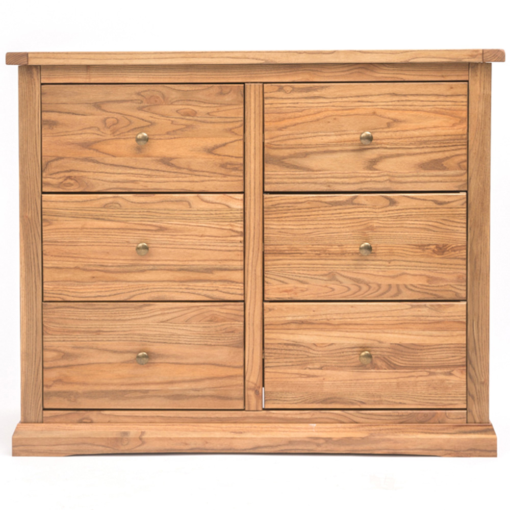 Cabinet Bits Salerno 6 Drawer Brown Brass Knob Chest of Drawers Image 3