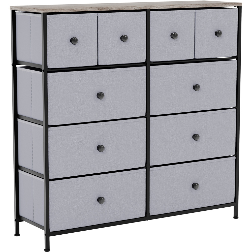 Vida Designs Chorley 10 Drawer Beige and Grey Wood Fabric Chest of Drawer Image 2