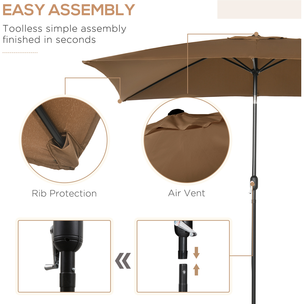 Outsunny Brown Crank and Tilt Parasol 3m Image 6