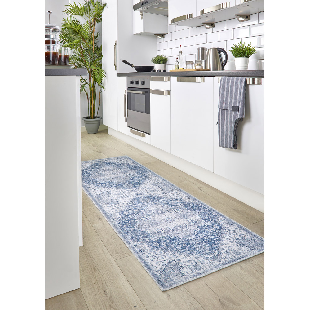 Origins My Washable Blue and Off White Garda Rug 67 x 200cm Image 2