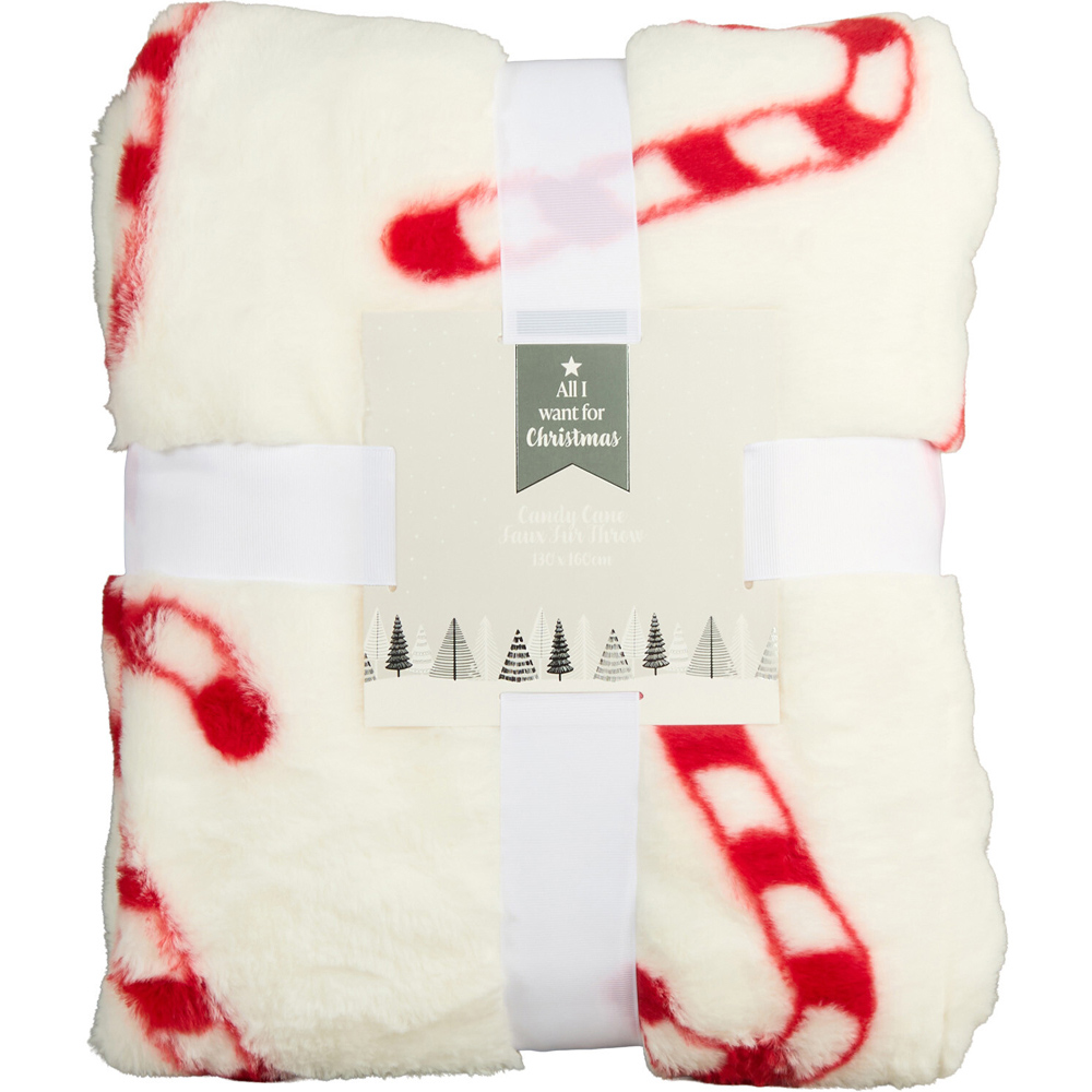 Candy Cane Faux Fur Throw Image 2