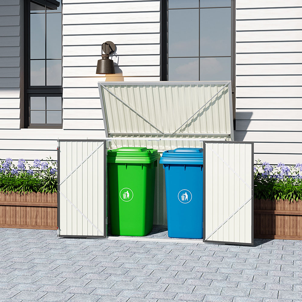 H&O Direct 5.8 x 3.4ft Charcoal Black Metal Pent Garden Storage Shed with Hinged Lid Image 3