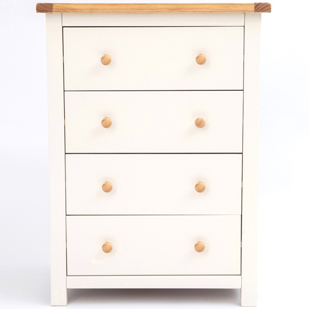 Cabinet Bits Maggiori 4 Drawer Off White Wood Knob Chest of Drawers Image 2