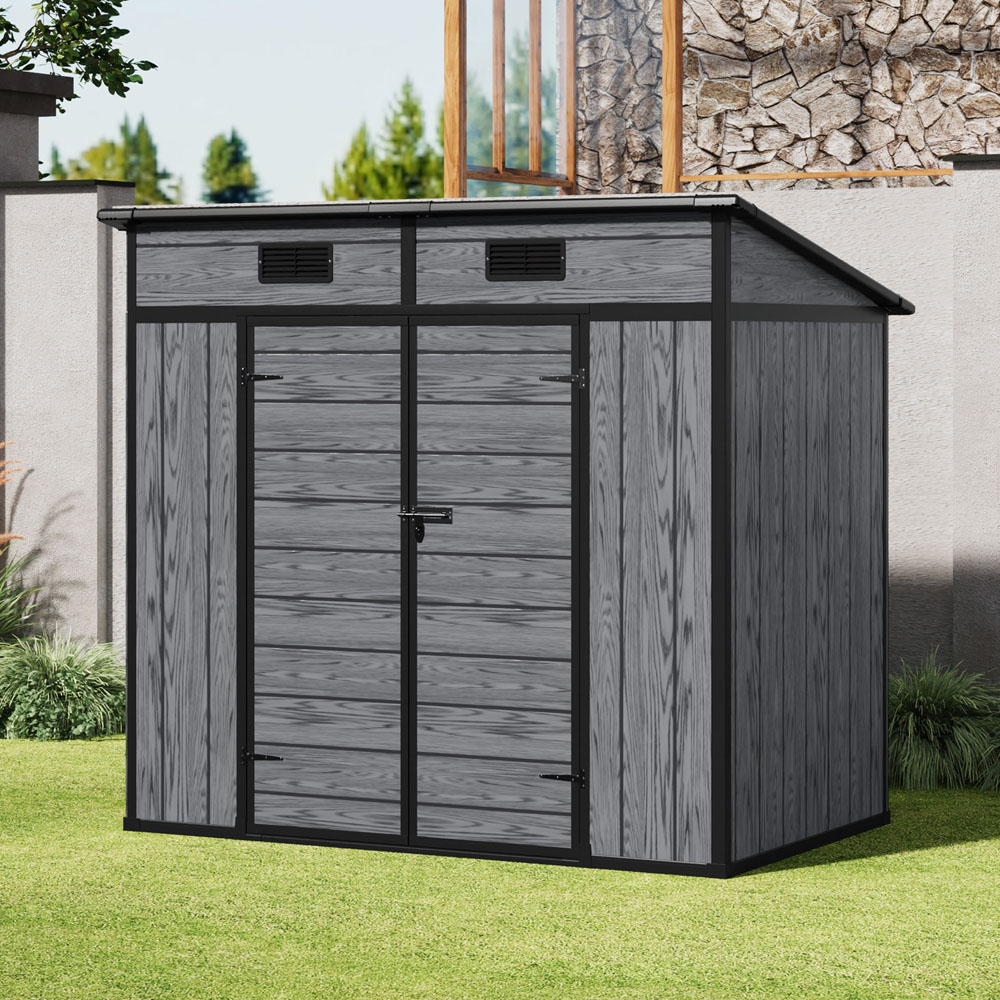 Living and Home 6x4ft Sloped Plastic Garden Storage Shed with Window Image 2