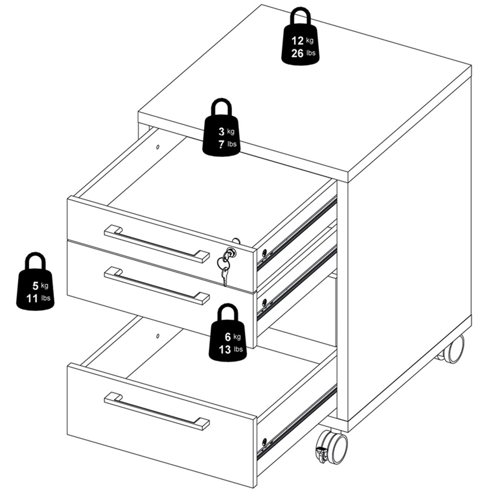 Florence 4 Drawer White Mobile Cabinet Image 8