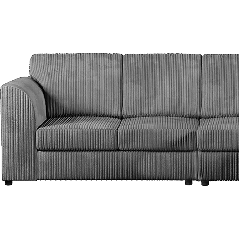 Luxor 4 Seater Grey Jumbo Cord Right Hand Facing Full Back L Shaped Corner Sofa Set Image 3