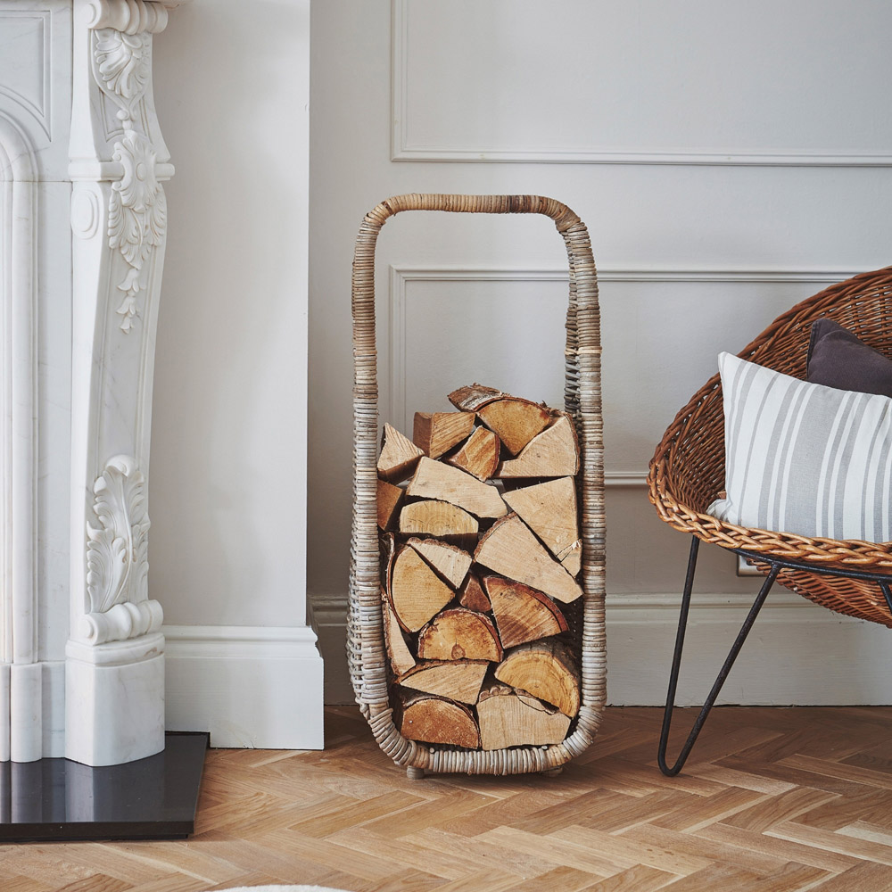Ivyline Natural Rattan Tall Rustic Log Storage Basket Image 7