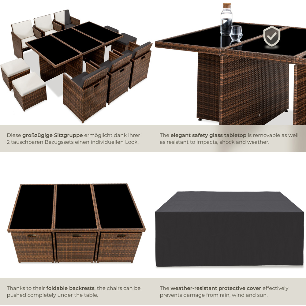 tectake New York 10 Seater Black and Brown Dining Table Image 6