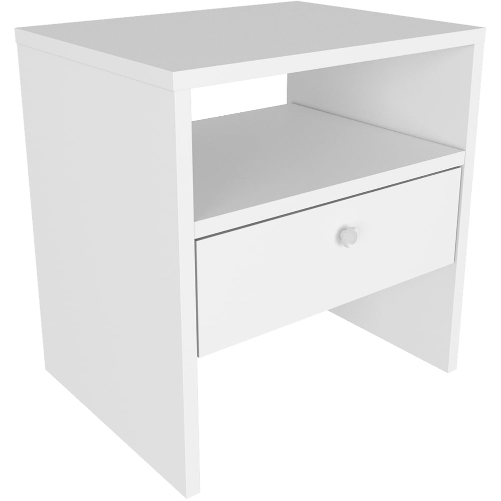 Decorotika Nova Single Drawer Single Shelf White Bedside Table Image 2