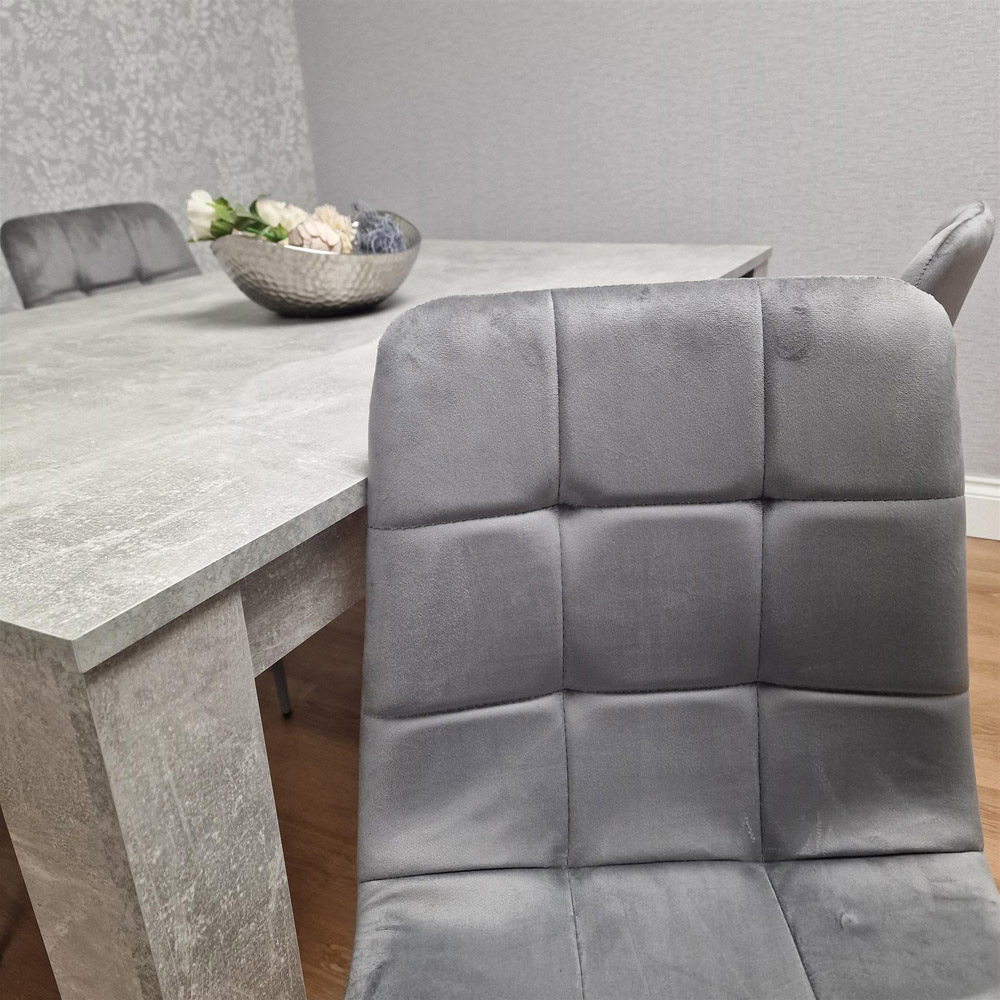 Kosy Koala 4 Seater Grey Stone Effect Velvet Dining Set Image 5