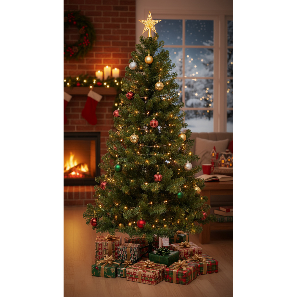 Festive Christmas Green Fir Artificial Christmas Tree 6ft Image 7