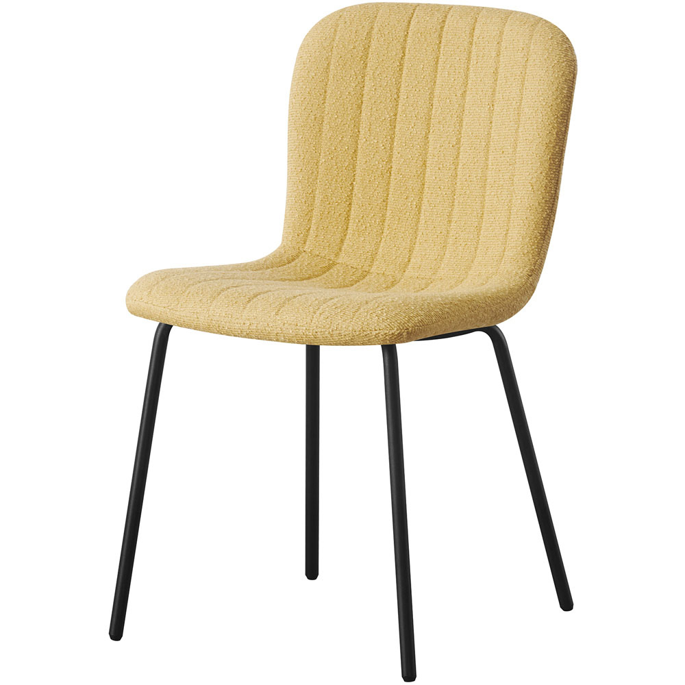 Bella Set of 4 Yellow Teddy Faux Fur Stitched Design Dining Chairs Image 2