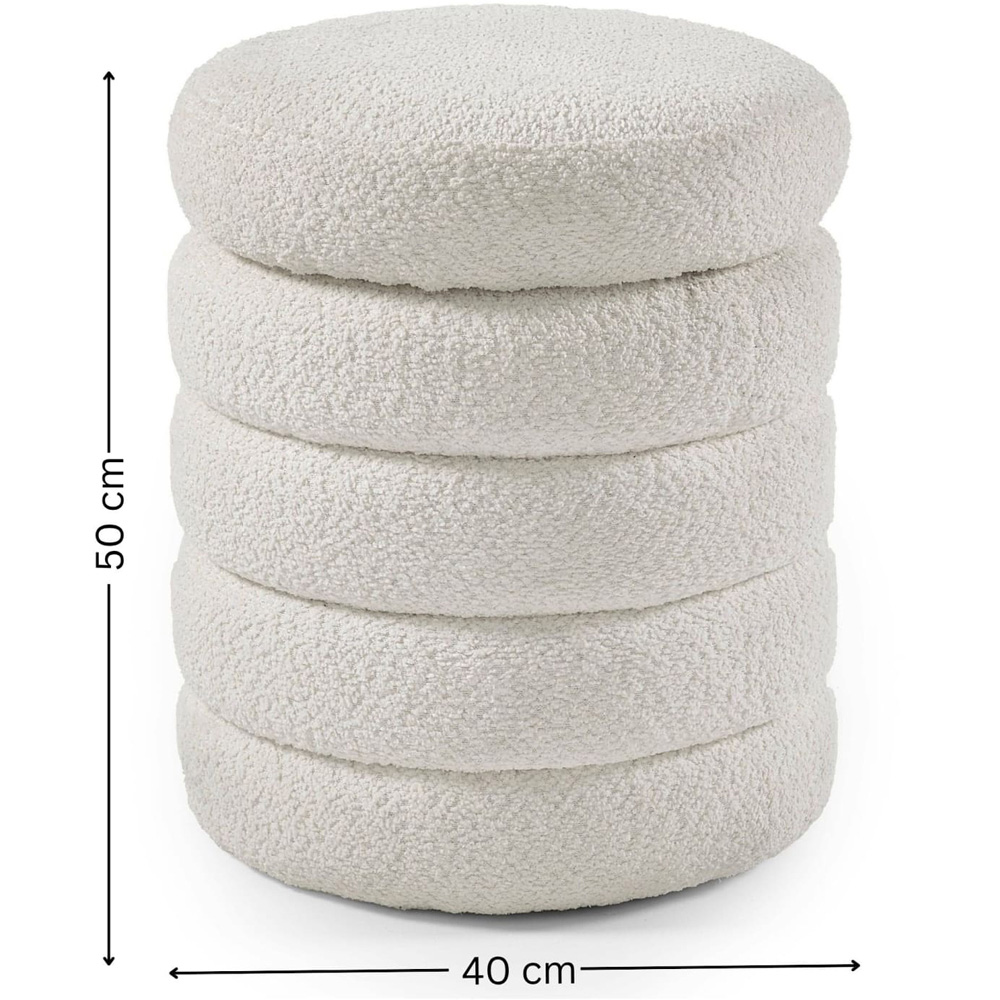 Julian Bowen Hailey Ivory Boucle Upholstered Ottoman Stool Image 9
