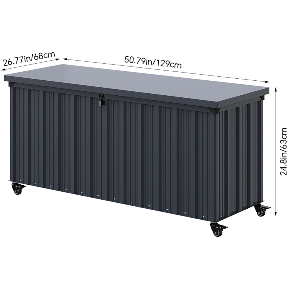 Living and Home Anthracite Waterproof Large Lockable Metal Storage Box with Wheels 550L Image 8