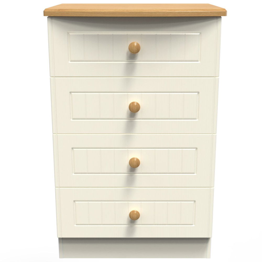 Crowndale Warwick 4 Drawer Cream Ash and Oak Midi Chest of Drawers Image 2