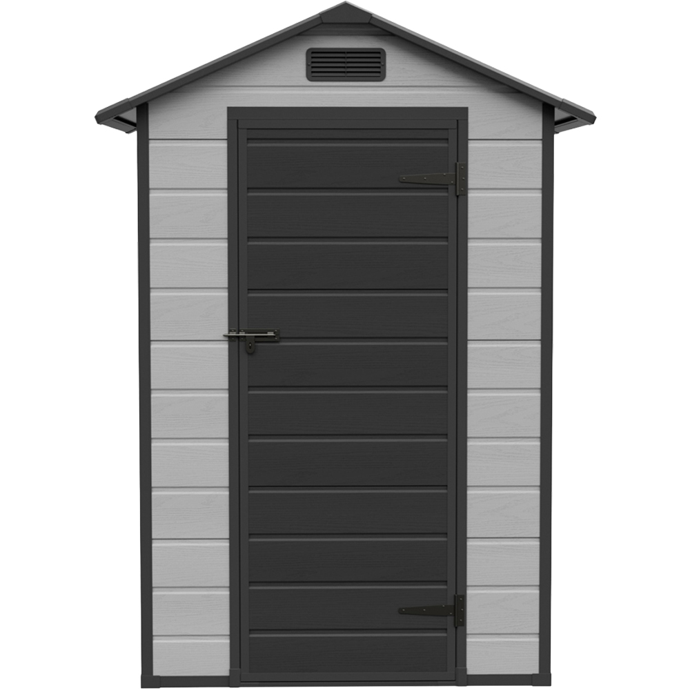 Living and Home 4.4 x 3.4ft Smokey Grey and Black Wood Grain Garden Storage Shed with Window Image 2