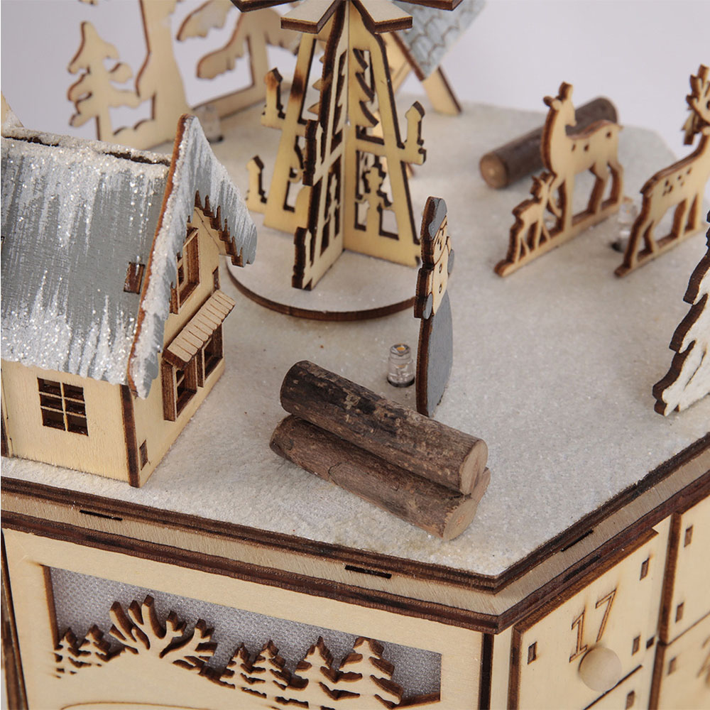 Living and Home LED Rotatable Wooden Christmas Advent Calendar Image 7