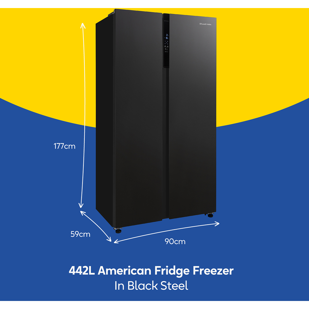 Russell Hobbs RH90AFF201DI Black Freestanding Slimline American Fridge Freezer Image 9