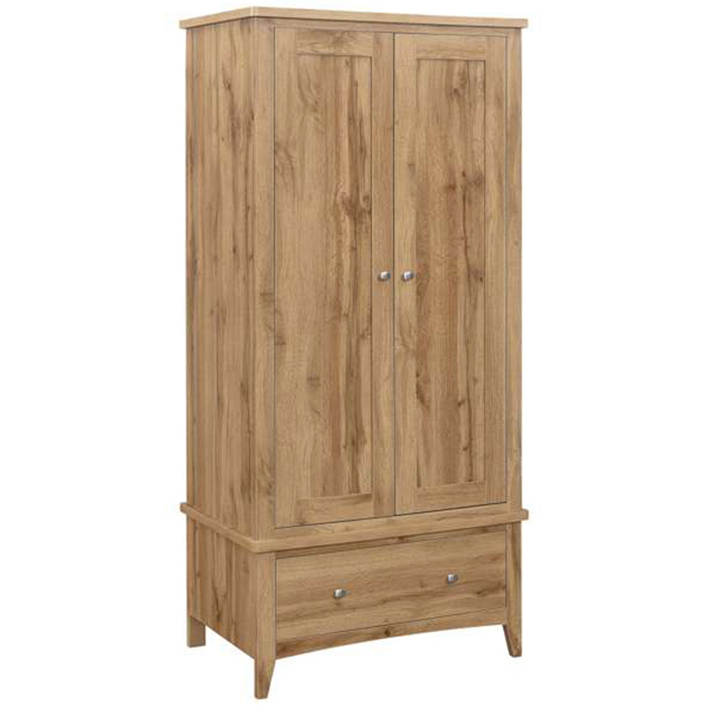 Hampstead 2 Door Single Drawer Wooden Wardrobe Image 2