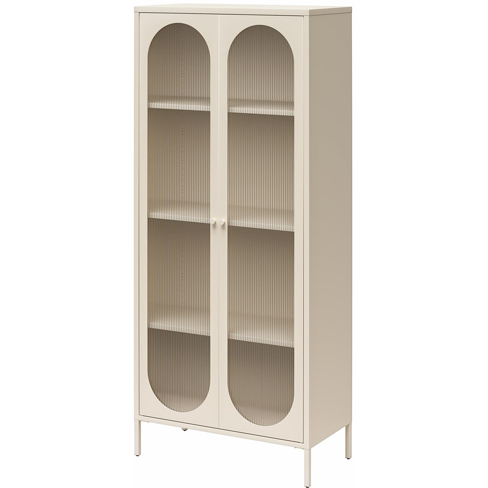 Dorel Luna 2 Door Tall Parchment Fluted Glass Accent Cabinet Image 4