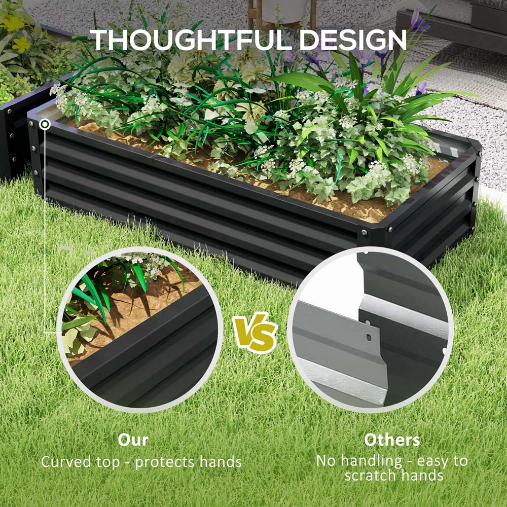 Outsunny Set of 2 Grey Raised Garden Bed 30 x 60 x 120cm Image 5