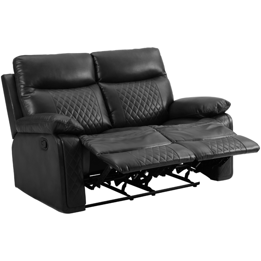 Home Detail Carson 2 Seater Black Faux Leather Manual Recliner Sofa Image 5