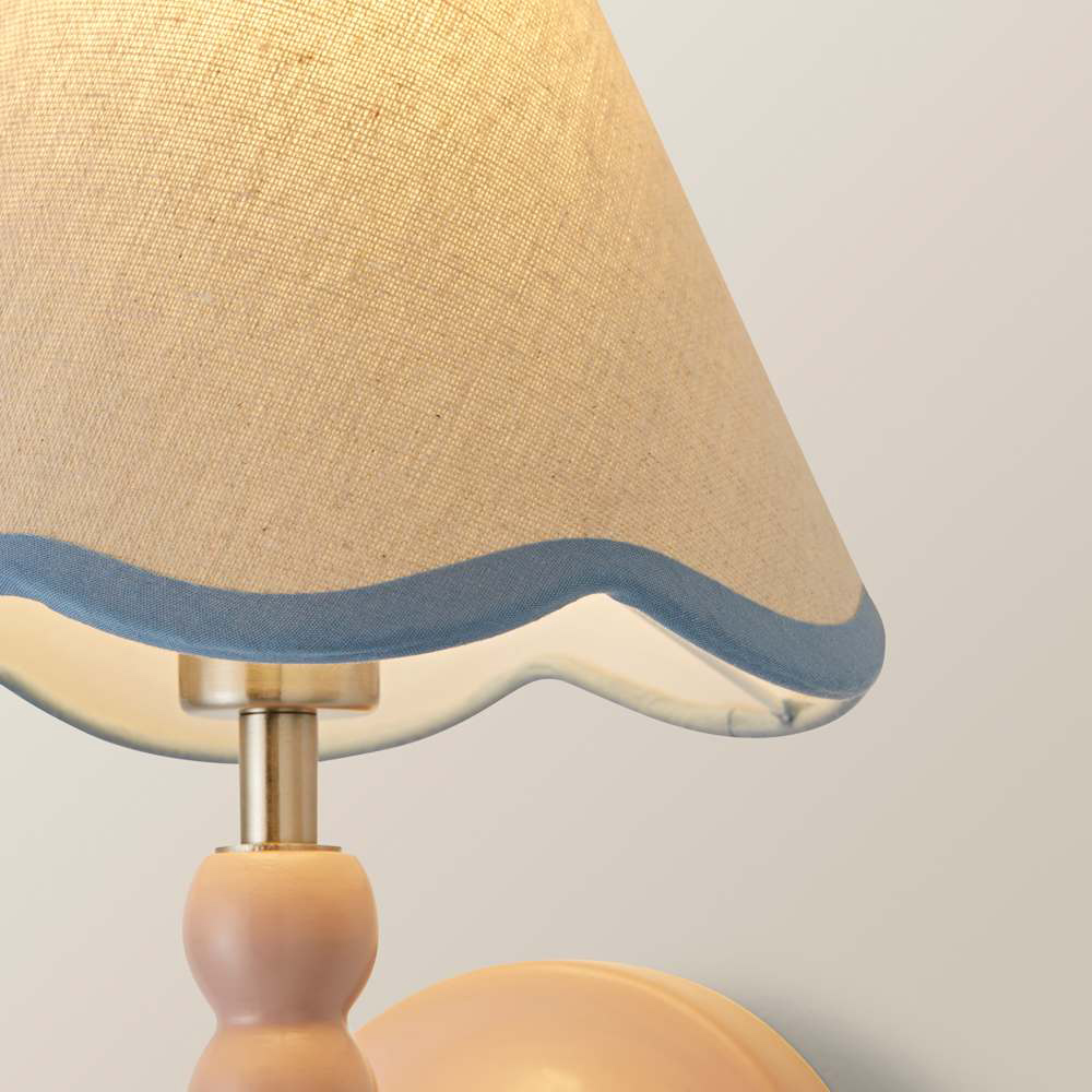 ValueLights Blue Trim Scallop Shade Pink Bobbin LED Wall Light with Bulb 2 Pack Image 5