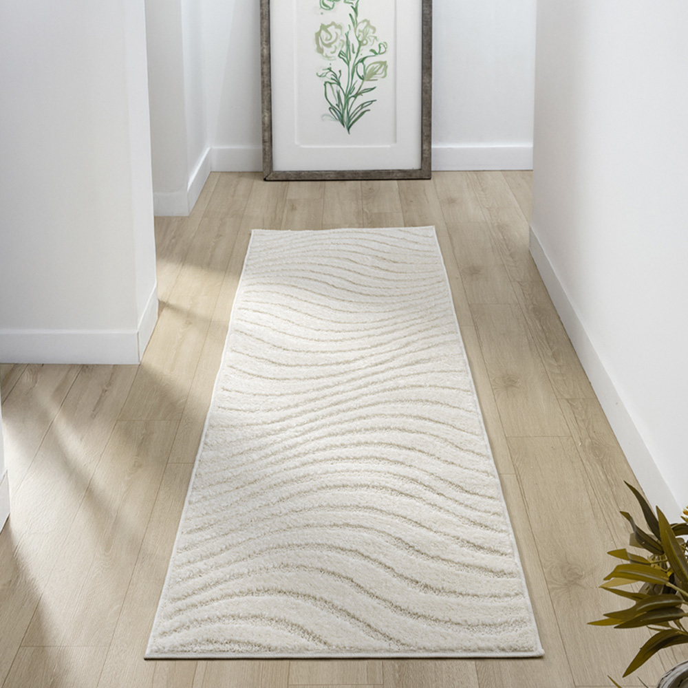 Desire Rugs Aya Cream Embossed Waves Rug 60 x 220cm Image 2