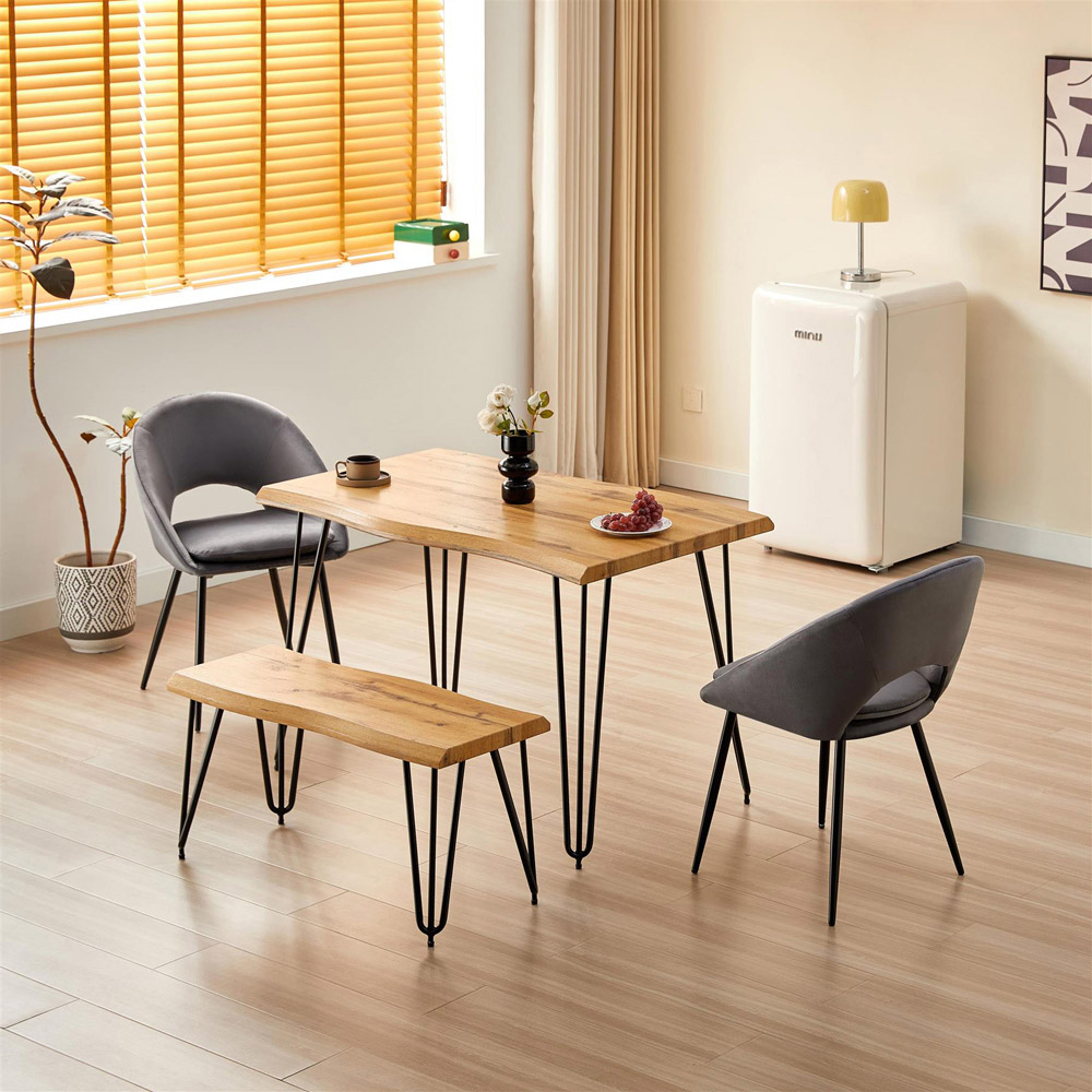 Kosy Koala 4 Seater Rustic Brown Dining Set Grey Image 5