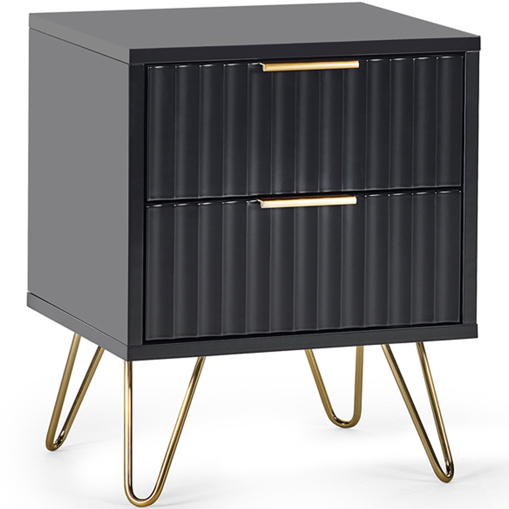 Julian Bowen Murano 2 Drawer Matt Black Lamp Table Image 2