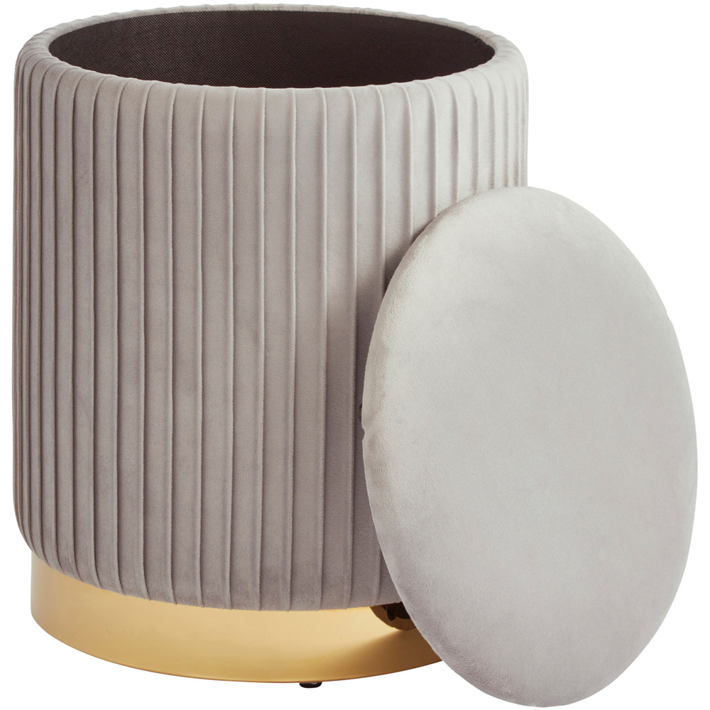 GFW Esme Grey Pleated Storage Stool Image 3