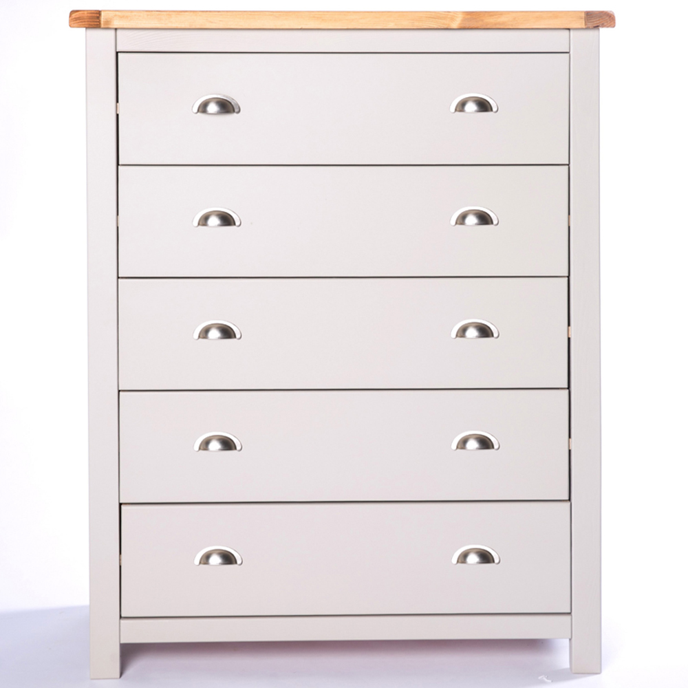 Cabinet Bits Argenta 5 Drawer Grey Chrome Cup Handle Chest of Drawers Image 2