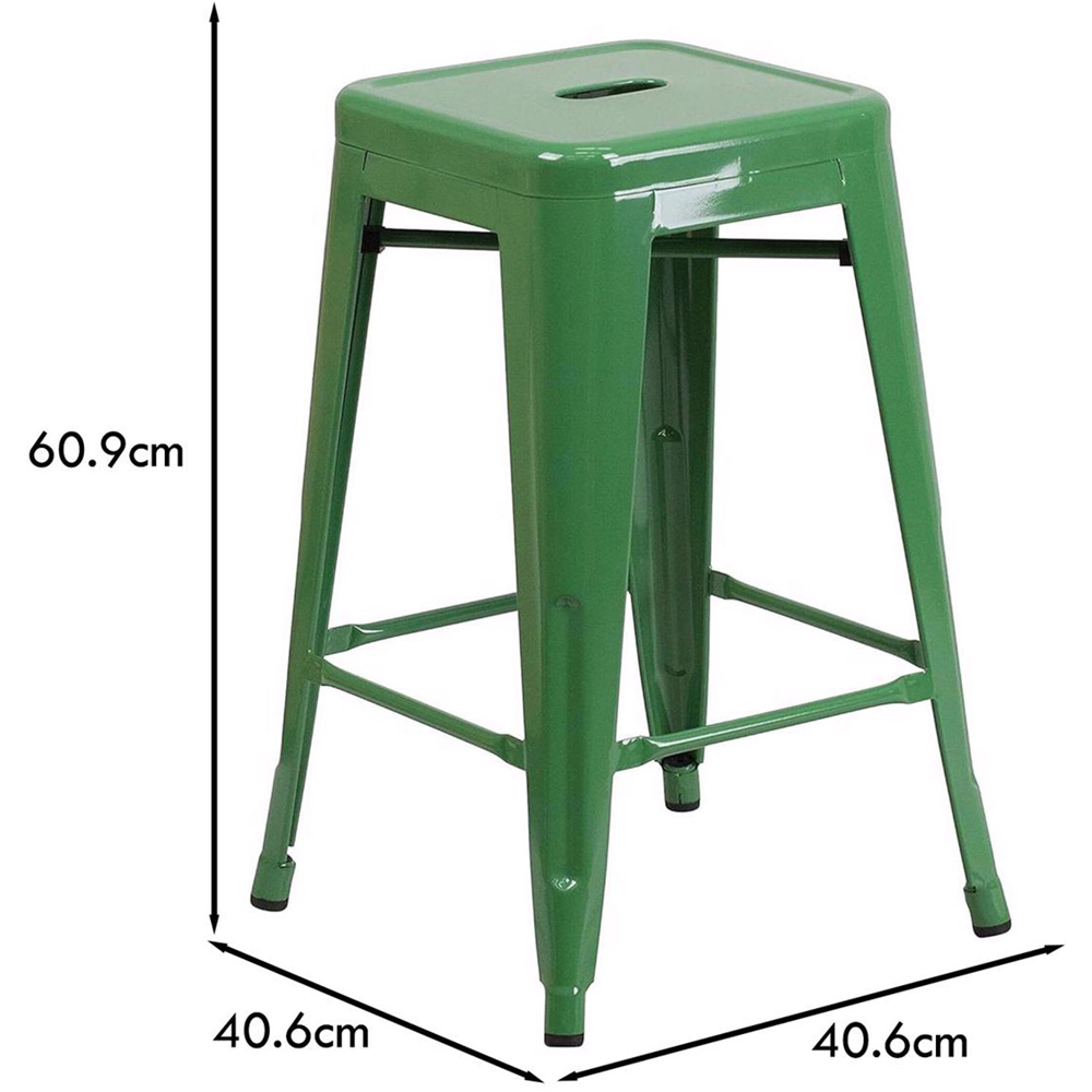 FWStyle Set of 4 24 inch Green Galvanised Steel Ready Assembled Bar Stools Image 7