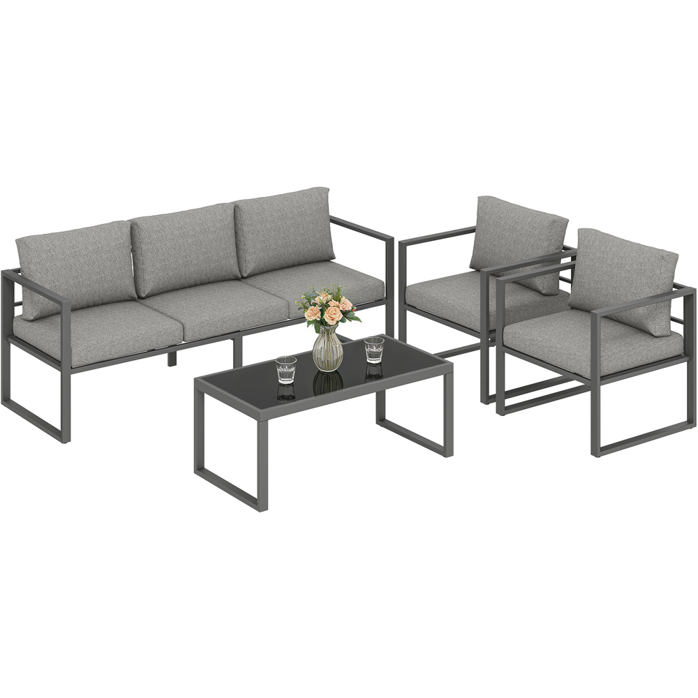 Outsunny 5 Seater Dark Grey Aluminium Frame Garden Lounge Set Image 2