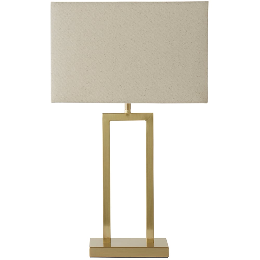 ValueLights Gloria Gold Double Stem Metal LED Table Lamp with Rectangular Lamp Shade Image 1