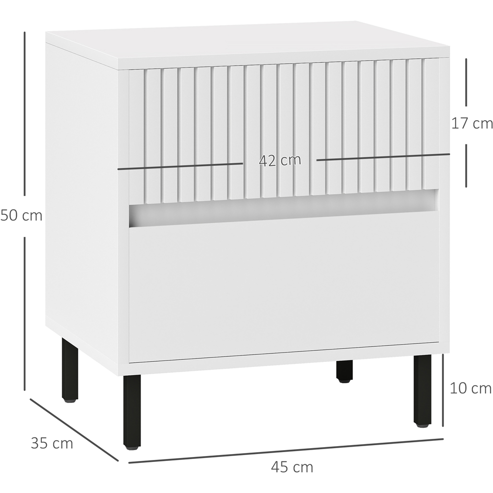 Portland 2 Drawer White Bedside Table Image 9