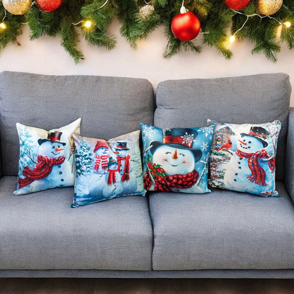 Xmas Haus Festive Family Snowman Christmas Cushion 45 x 45cm Image 3