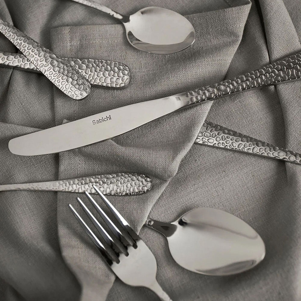 16 Piece Hammered Cutlery Set Silver Image 2