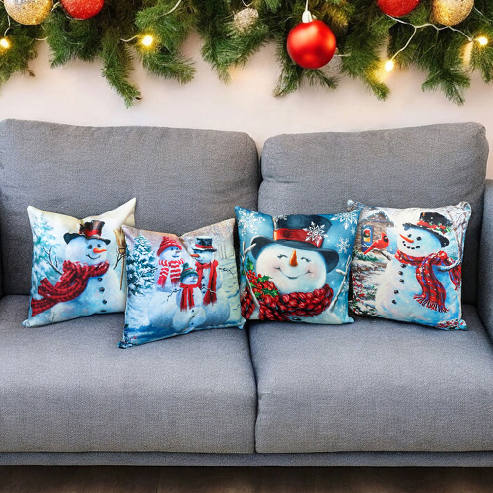 Xmas Haus Festive Snowman Christmas Cushion 45 x 45cm Image 3